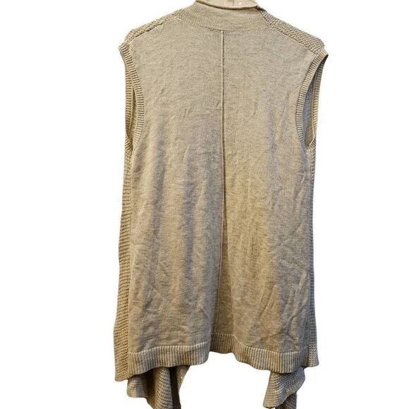 H By Halston Cream Knit long Open Cardigan Vest Size Medium - Picture 4 of 7